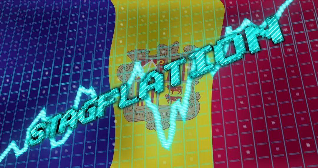 Stagflation Concept with Andorra Flag and Data Visualization