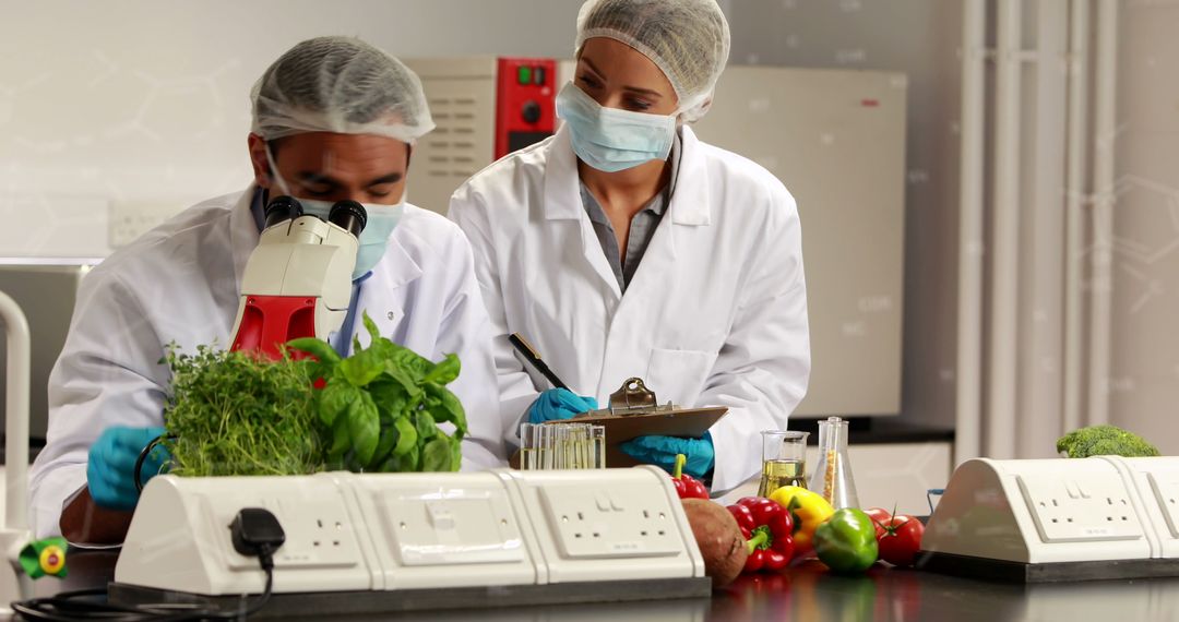 Scientists Analyzing Plants in Laboratory Setting