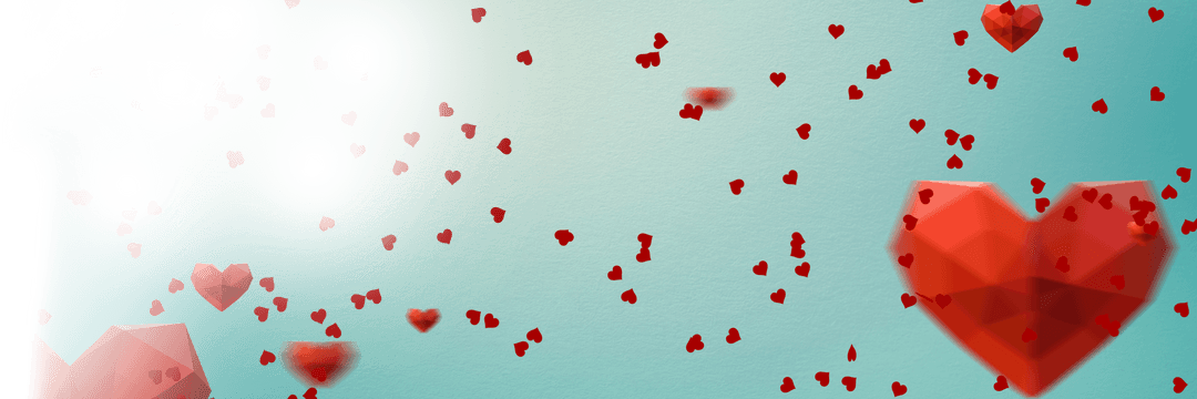 Transparent Background with Floating Red Polygonal Hearts