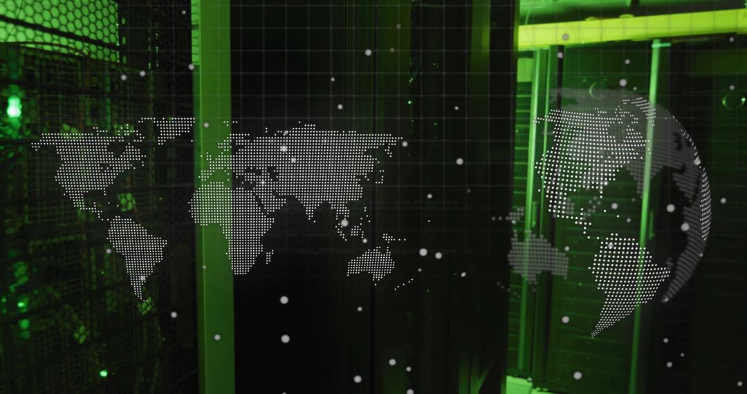 Holographic Dotted World Map Projection in Modern Data Center