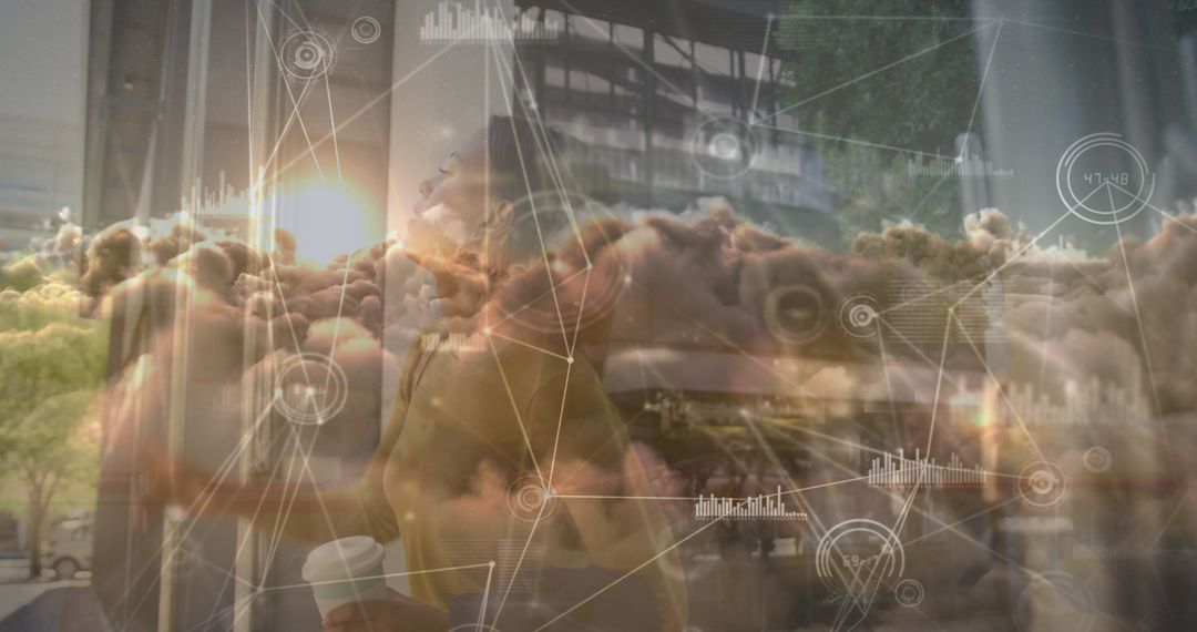 Modern Technology Concept with Businesswoman and Digital Interfaces