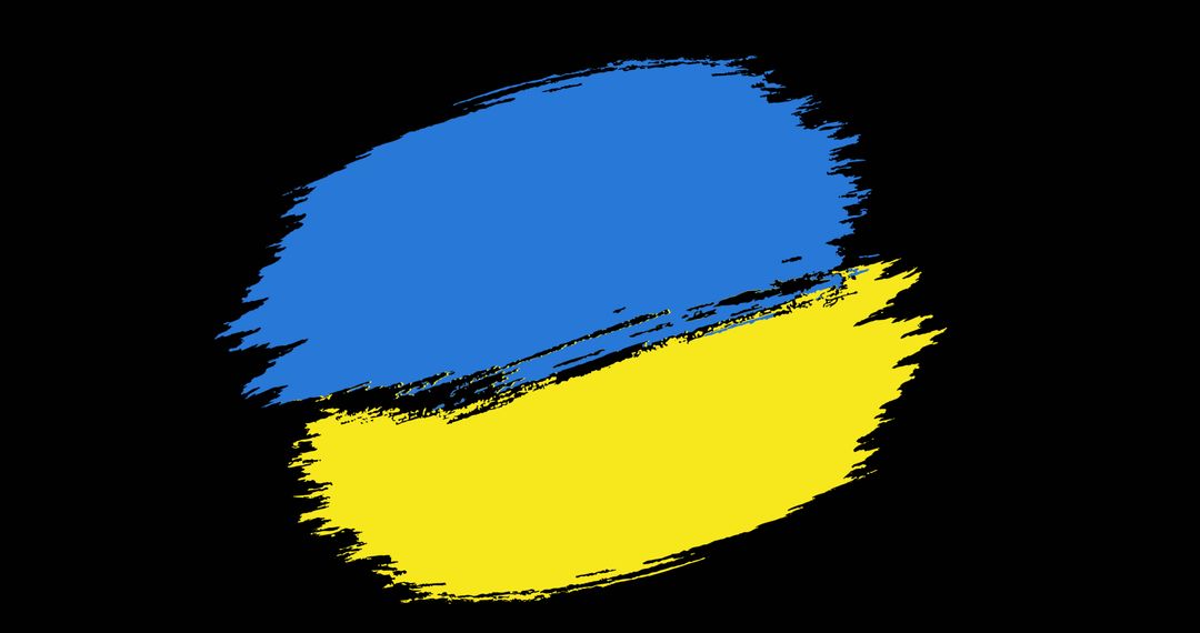 Ukrainian Flag Painted in Abstract Brush Strokes