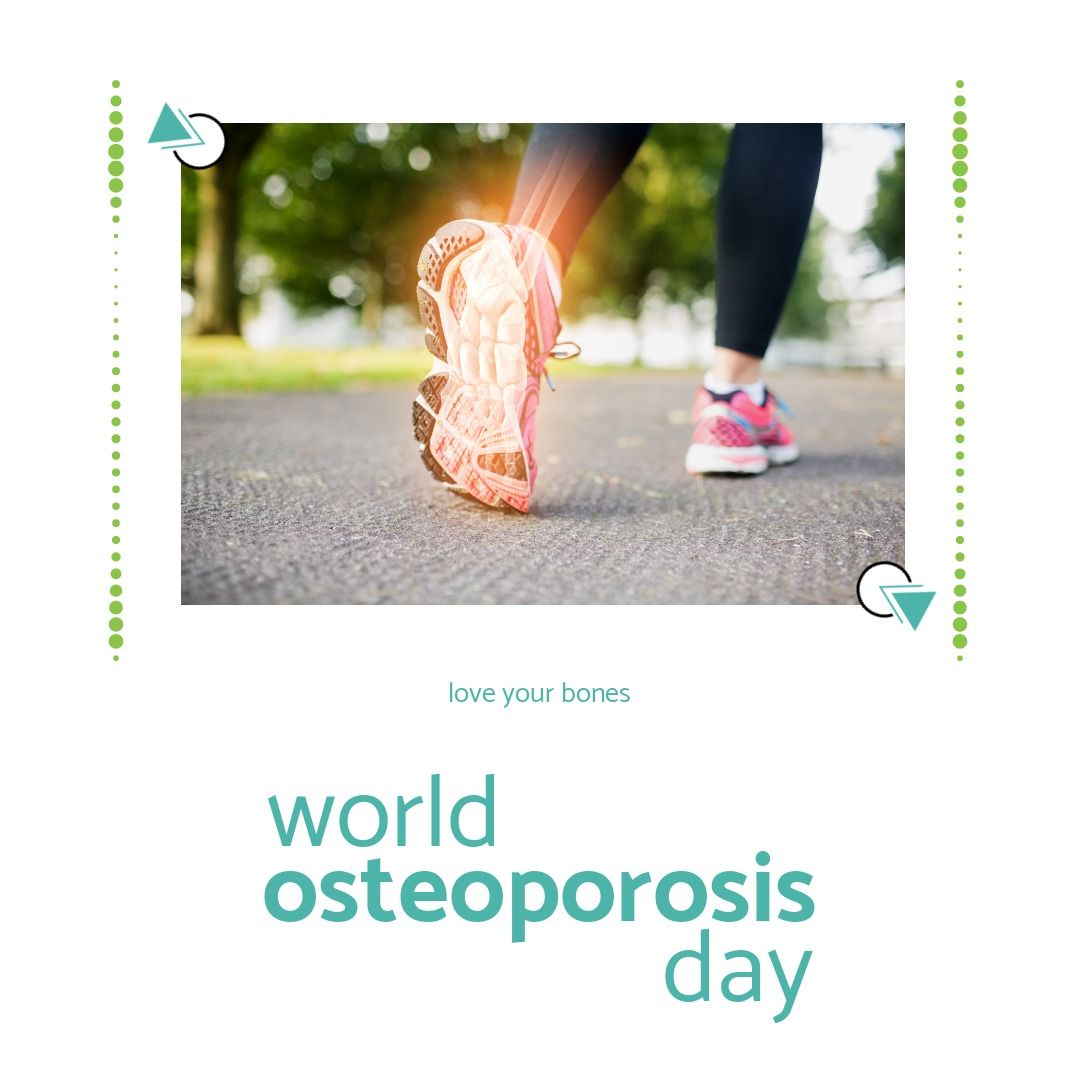 Image of world osteoporosis day on white background with woman in sports shoes - Download Free Stock Templates Pikwizard.com