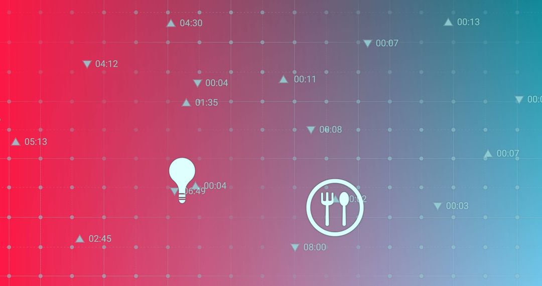 Abstract Technology Grid with Digital Clocks and Icons