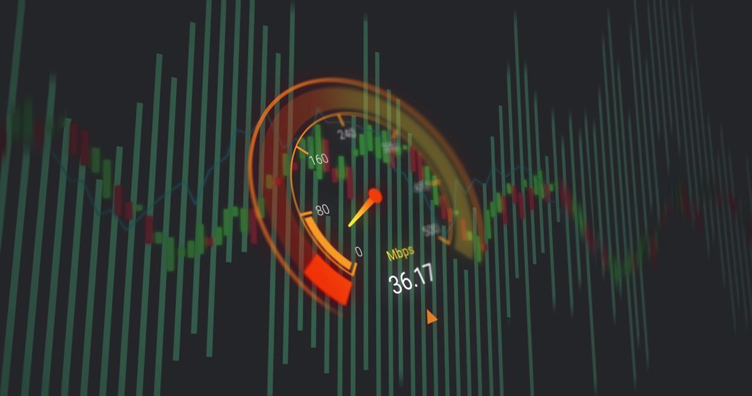 Digital interface shows high-speed data processing