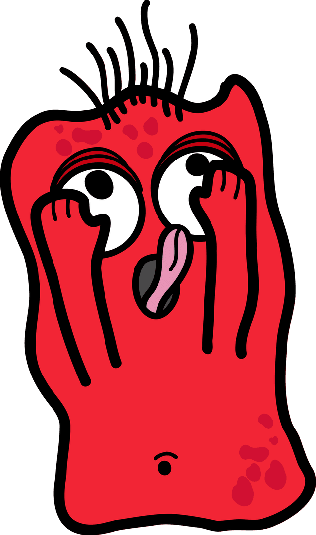 Whimsical Red Monster Cartoon Character Transparent Background