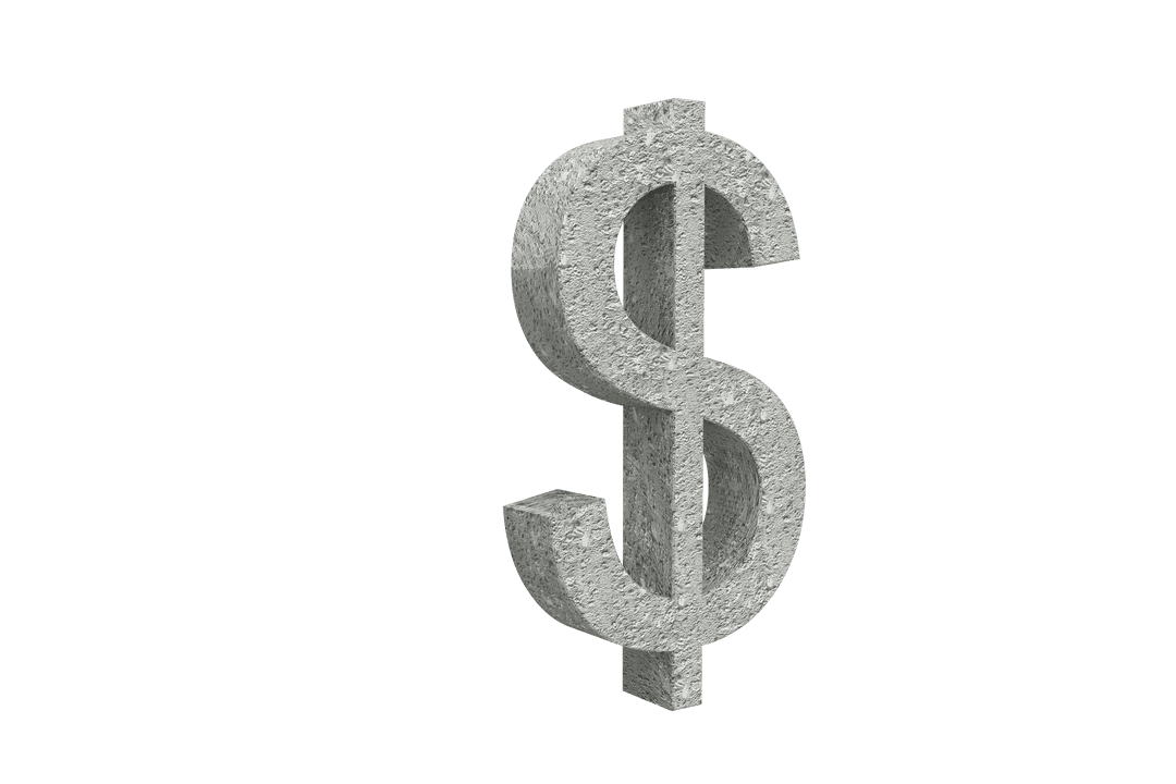 Transparent Weathered Gray Dollar Symbol