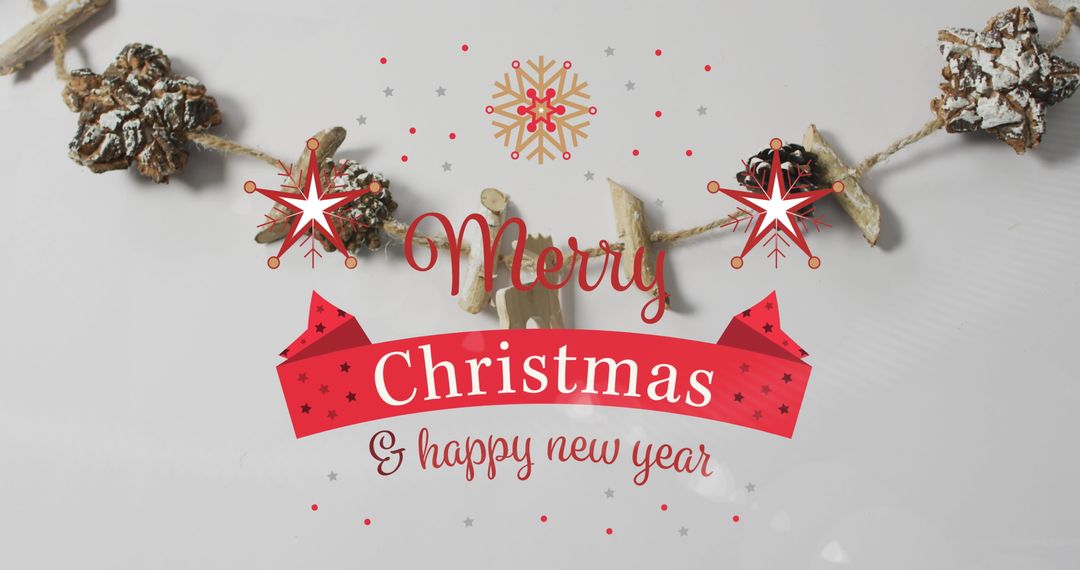 Festive Christmas Message with Pine Cones and Stars