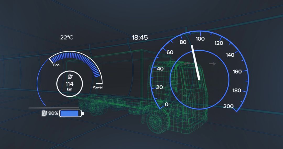 3D Futuristic Truck Analytics Display