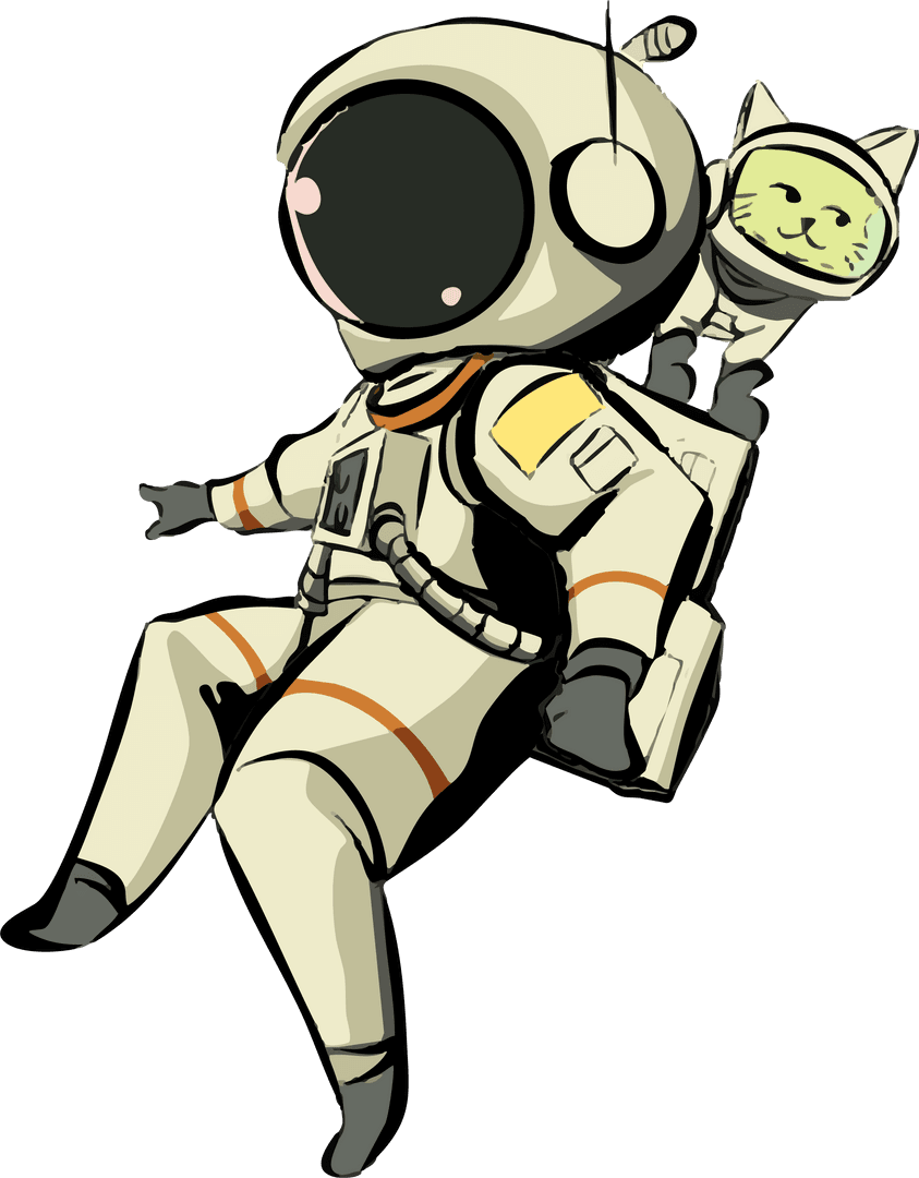 Astronaut with Cat in Space on Transparent Background Illustration