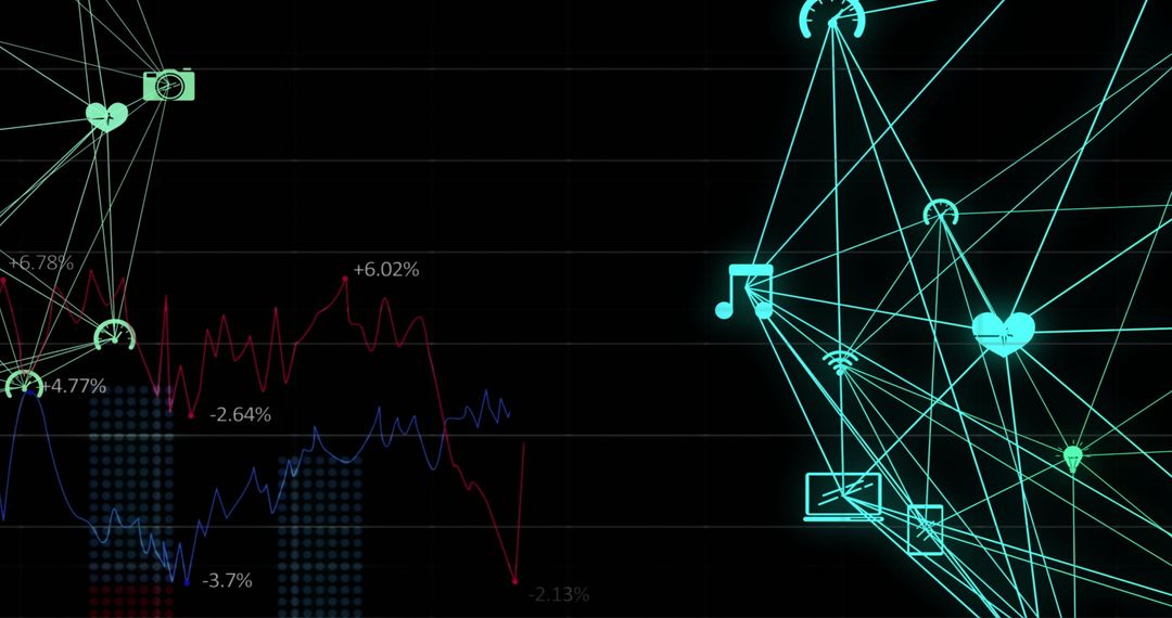 Modern Technology Network with Financial Data Visualization