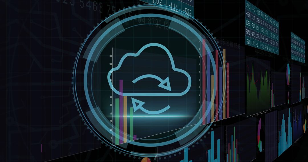 Futuristic Digital Data Interface with Cloud Processing Symbol