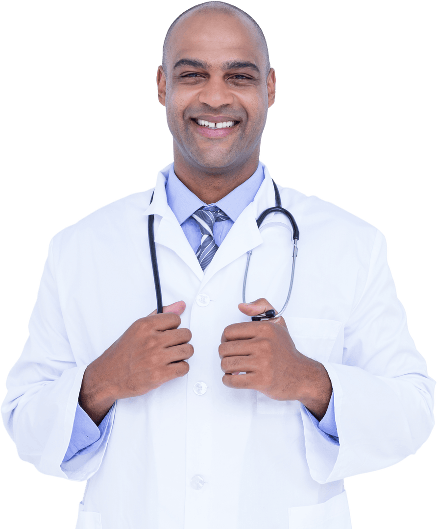 Confident Male Doctor Smiling with Transparent Background