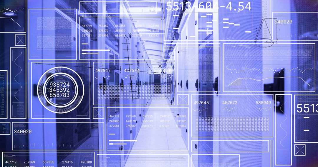 Futuristic Data Processing Concept in Modern Server Room