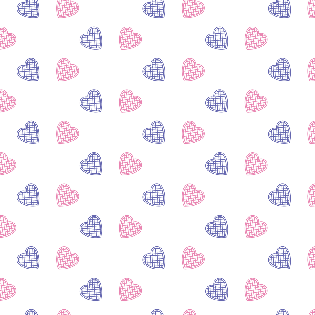 Pink and Purple Hearts Pattern on Transparent Background