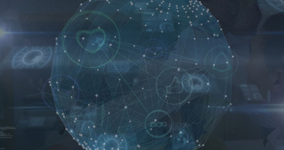 Futuristic Digital Globe with Network Connections and Data Interfaces