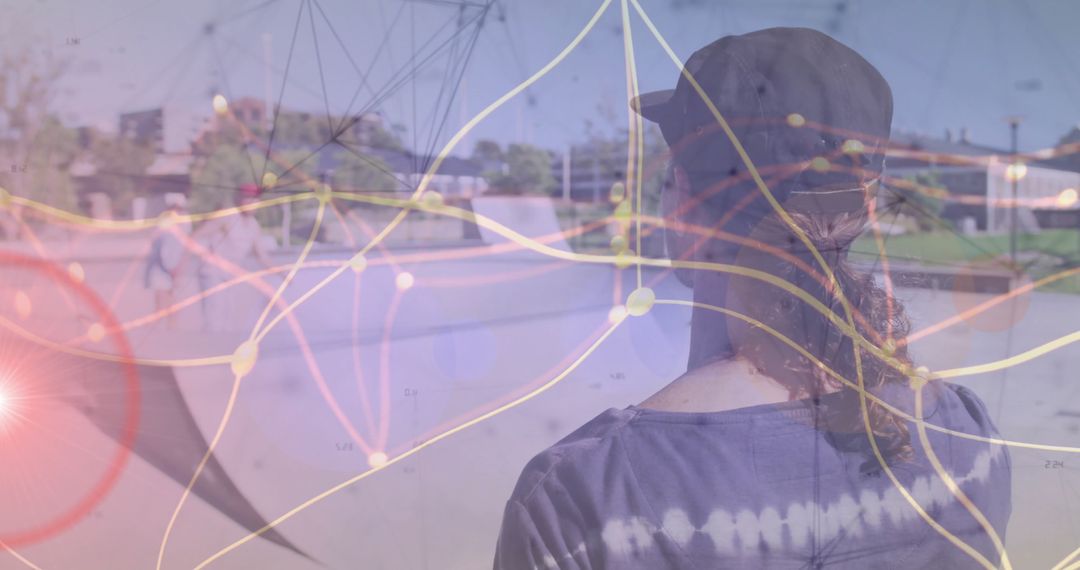 Exploring Skate Park with Futuristic Network Overlay