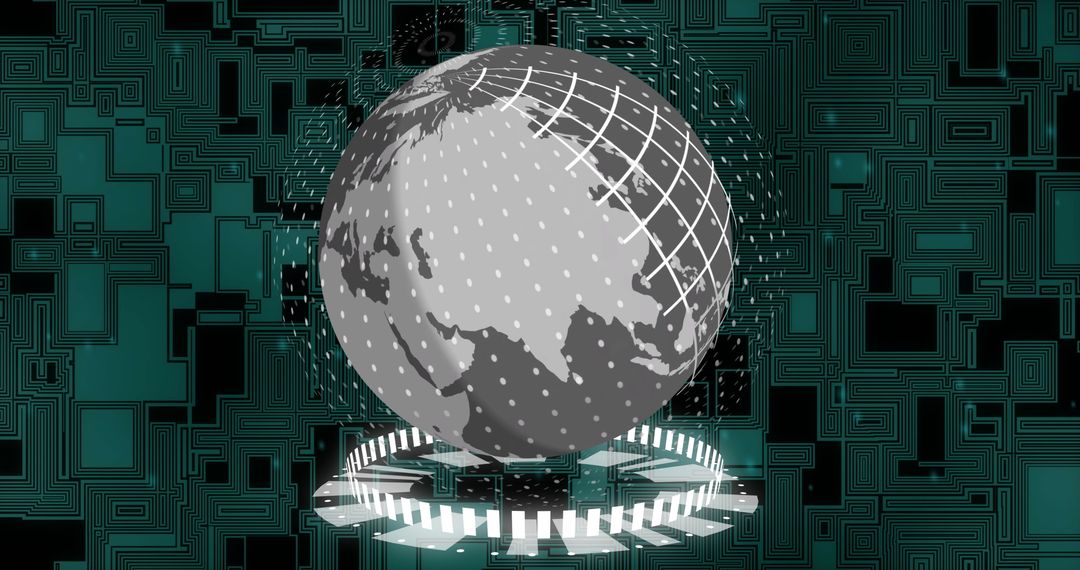 Technological Spinning Globe with Digital Interface Background