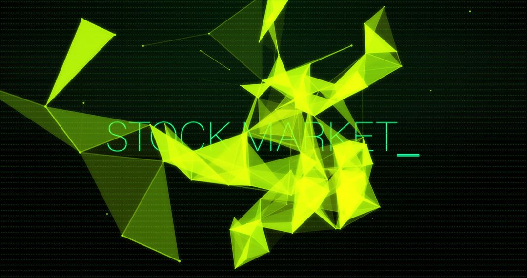 Futuristic Digital Abstract with Geometric Patterns and Stock Market Text