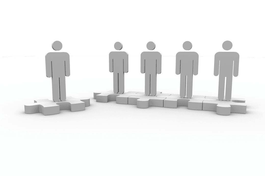 Human Figures on Puzzle Pieces Transparent Background Vector