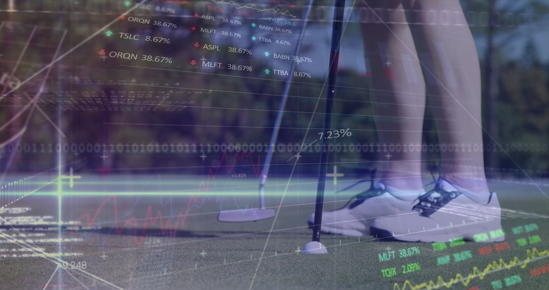 Innovative Data Visualization Overlaying Female Golfer at Putting Green