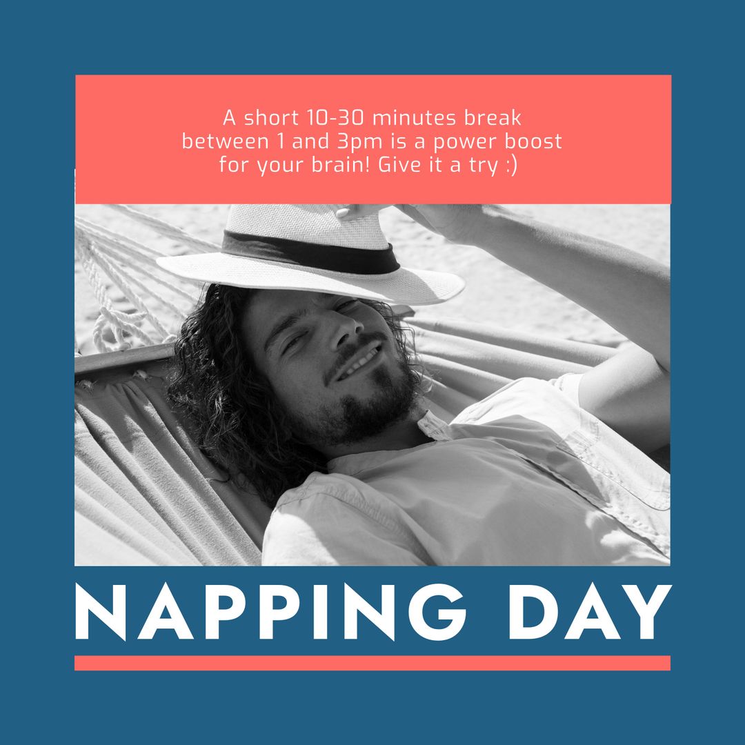 Relaxation Theme with Man Napping in Hammock Concept