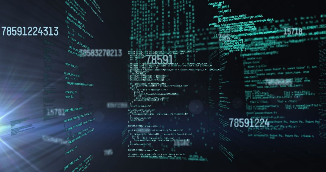Digital Code Streams in Futuristic Dark Background