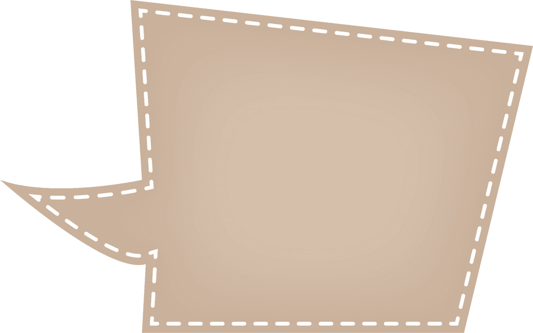 Transparent Beige Speech Bubble with White Stitched Edges