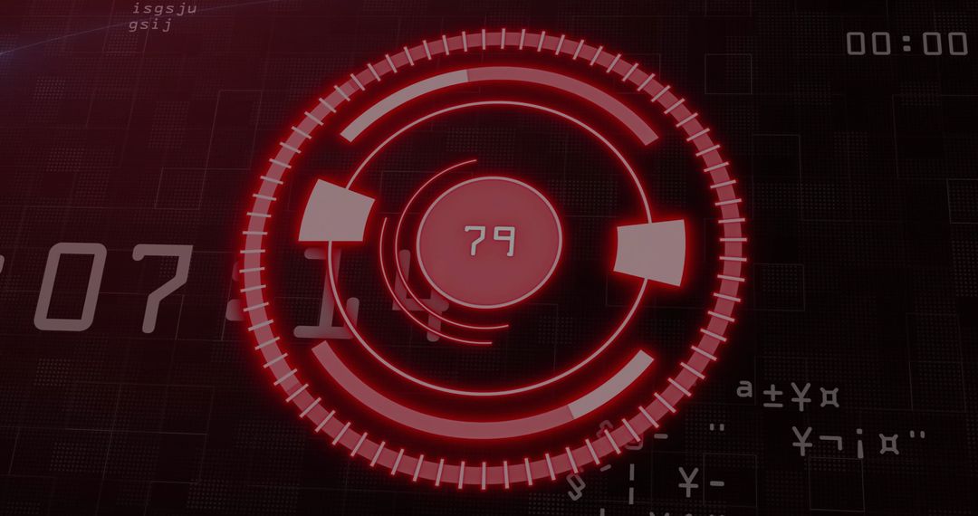 Futuristic Red Progress Bar with Digital Data Interface