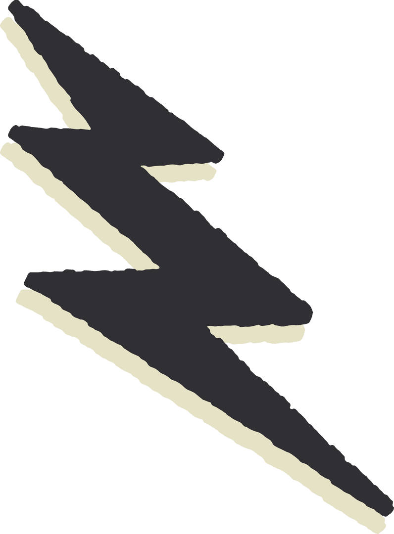 Modern Stylized Lightning Bolt with Two-Tone Offset in Vector Art on Transparent Background