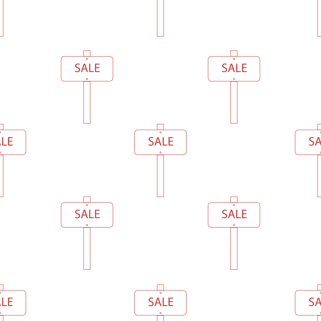 Red Sale Sign Repeat Pattern on Transparent Background