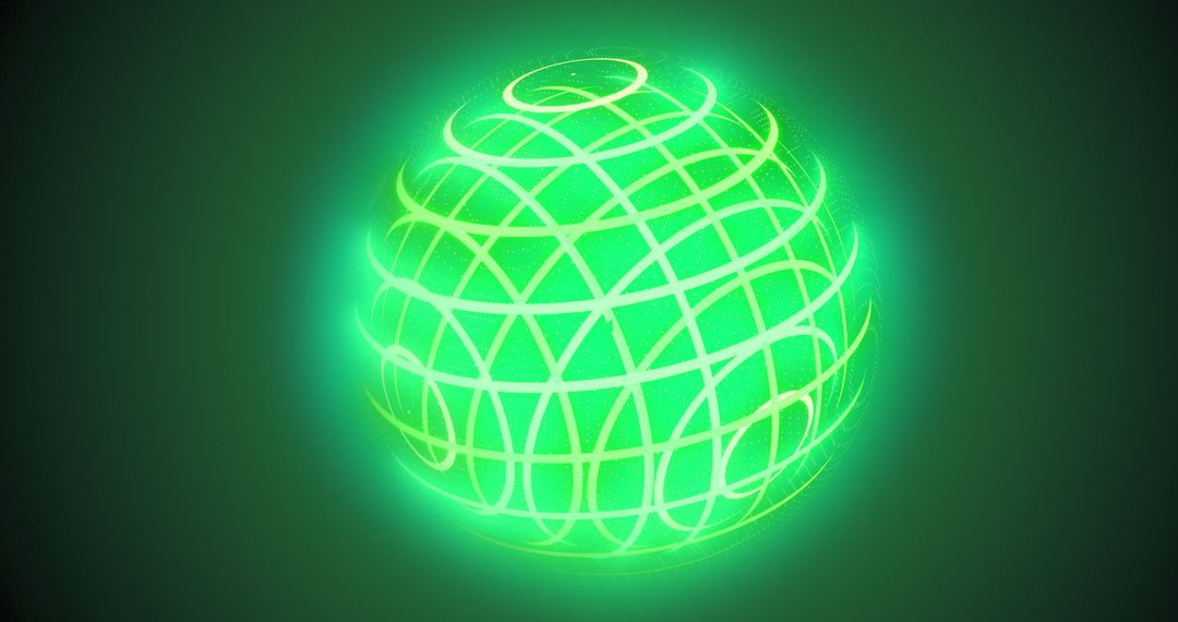 Glowing Green Sphere with Digital Patterns