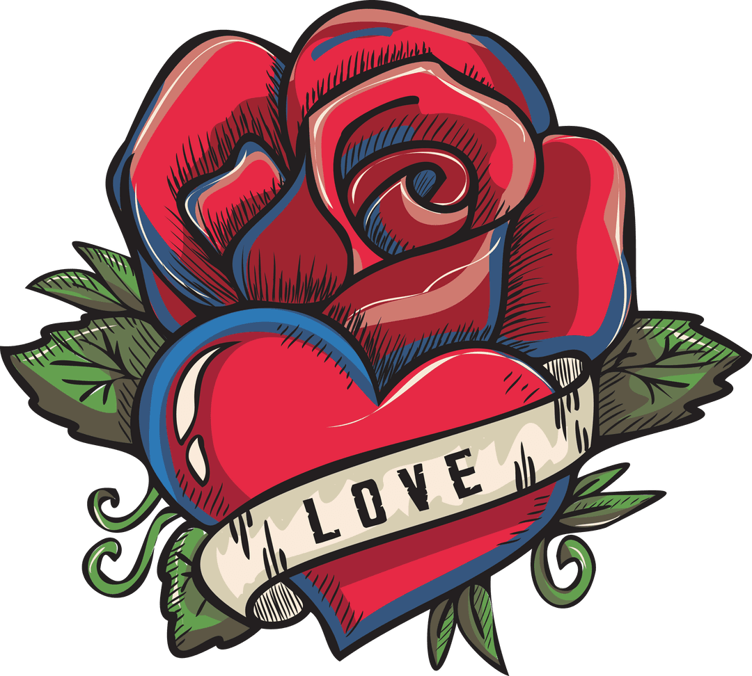 Red Rose Love Symbol with Heart Transparent Design Vector