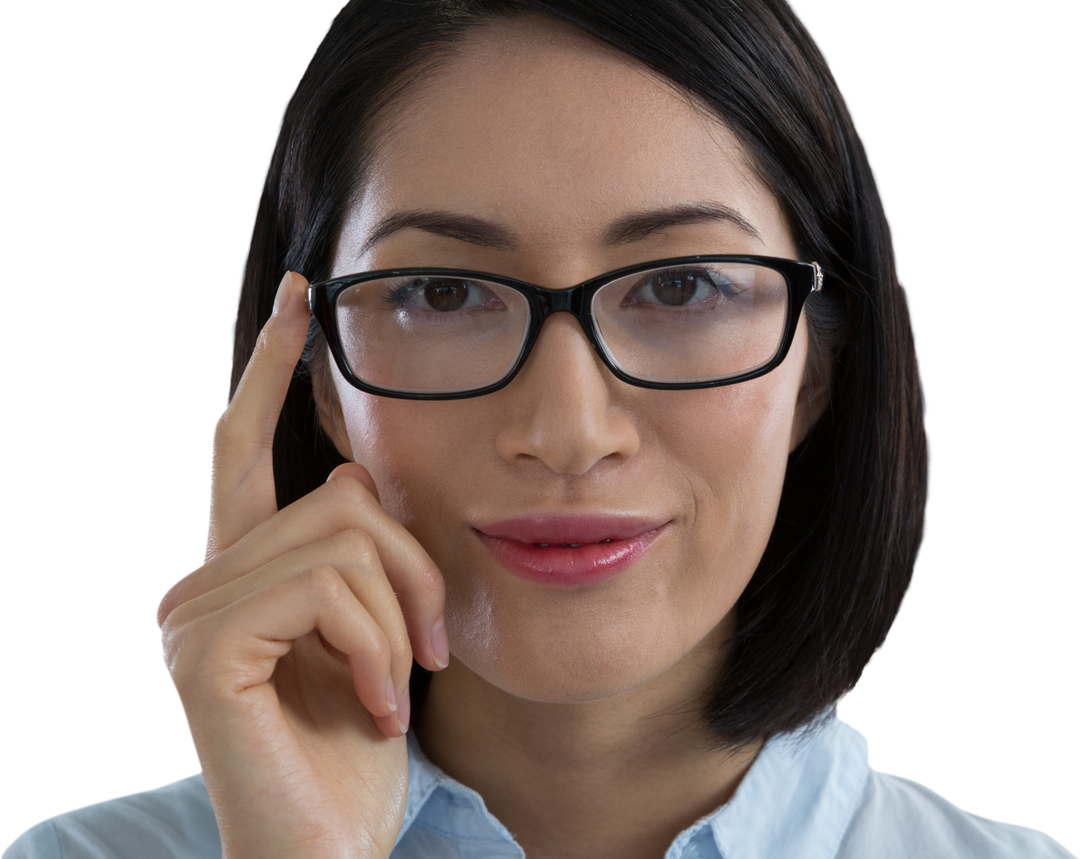 Confident Woman Wearing Black Crystal Clear Spectacles on Transparent Background - Download Free Stock Images Pikwizard.com