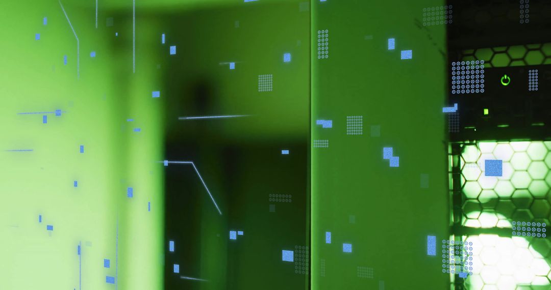 Digital Data Processing Over Green Server Tower