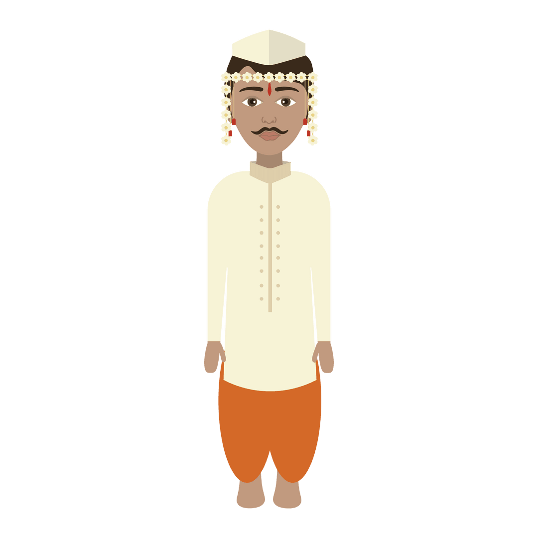 Cultural Indian Man on Transparent Background Illustration