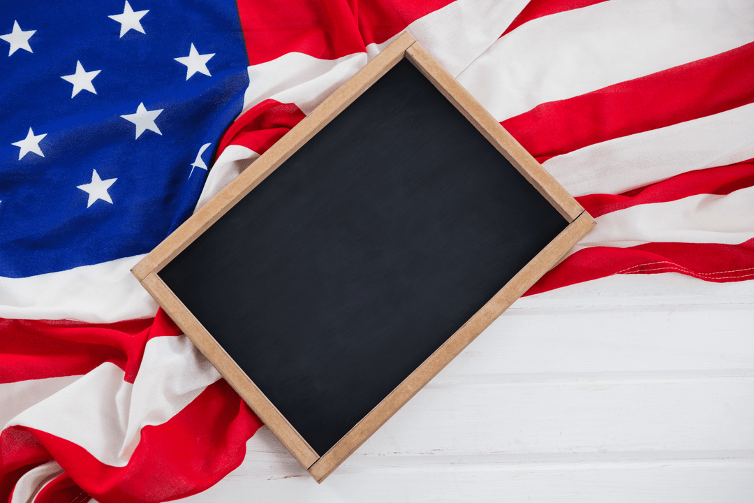 Transparent Chalkboard on Vibrant American Flag Background