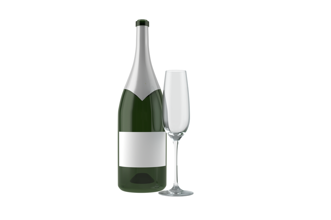 Champagne Bottle and Glass on Transparent Background, Party Celebration Drink - Download Free Stock Images Pikwizard.com