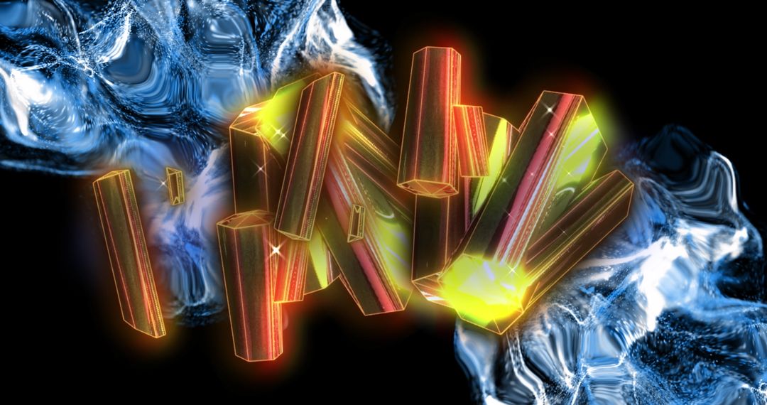 Glowing Geometric Shapes with Digital Wave Patterns