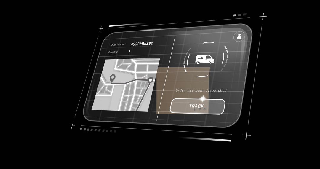Digital Delivery Tracking Interface on Black Background