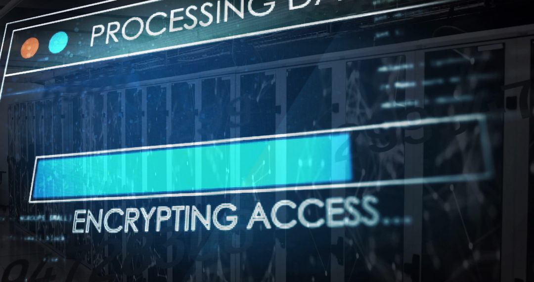 Data Encryption in Progress with Digital Interface Overlay