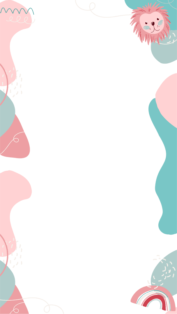 Decorative Transparent Border with Lion and Pastel Shapes Kids Design