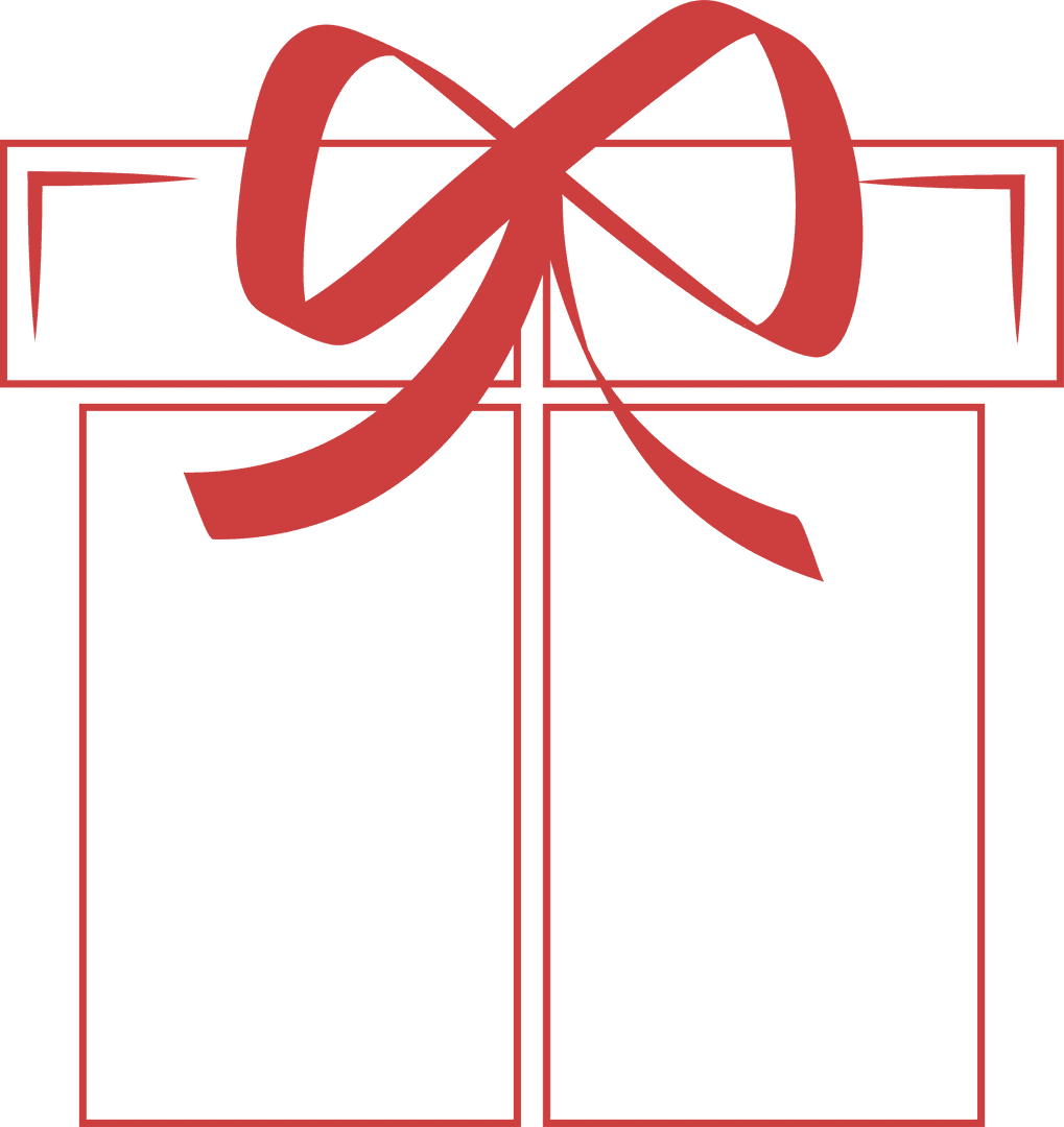 Red Gift Box Illustration with Bow on Transparent Background