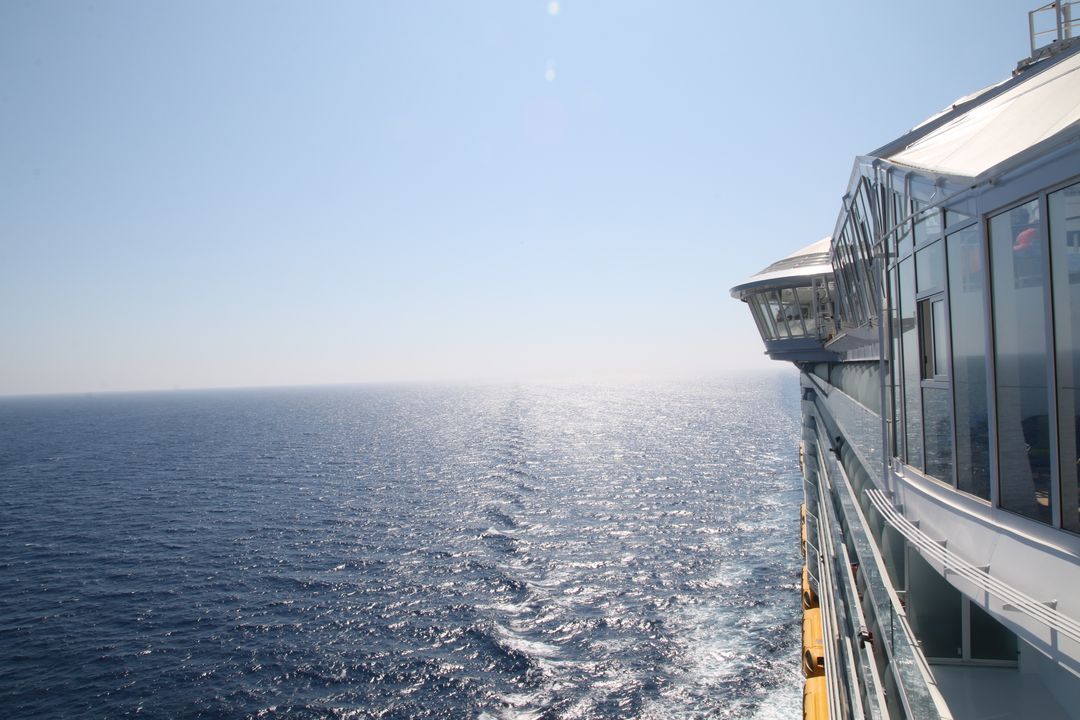 Cruise Ship's Deck Overlooking Open Ocean on Clear Day - Free Images, Stock Photos and Pictures on Pikwizard.com