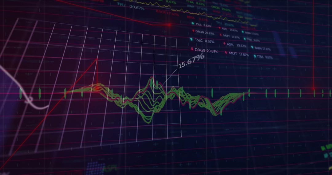 Digital Finance Graph with Data Points on Dark Background