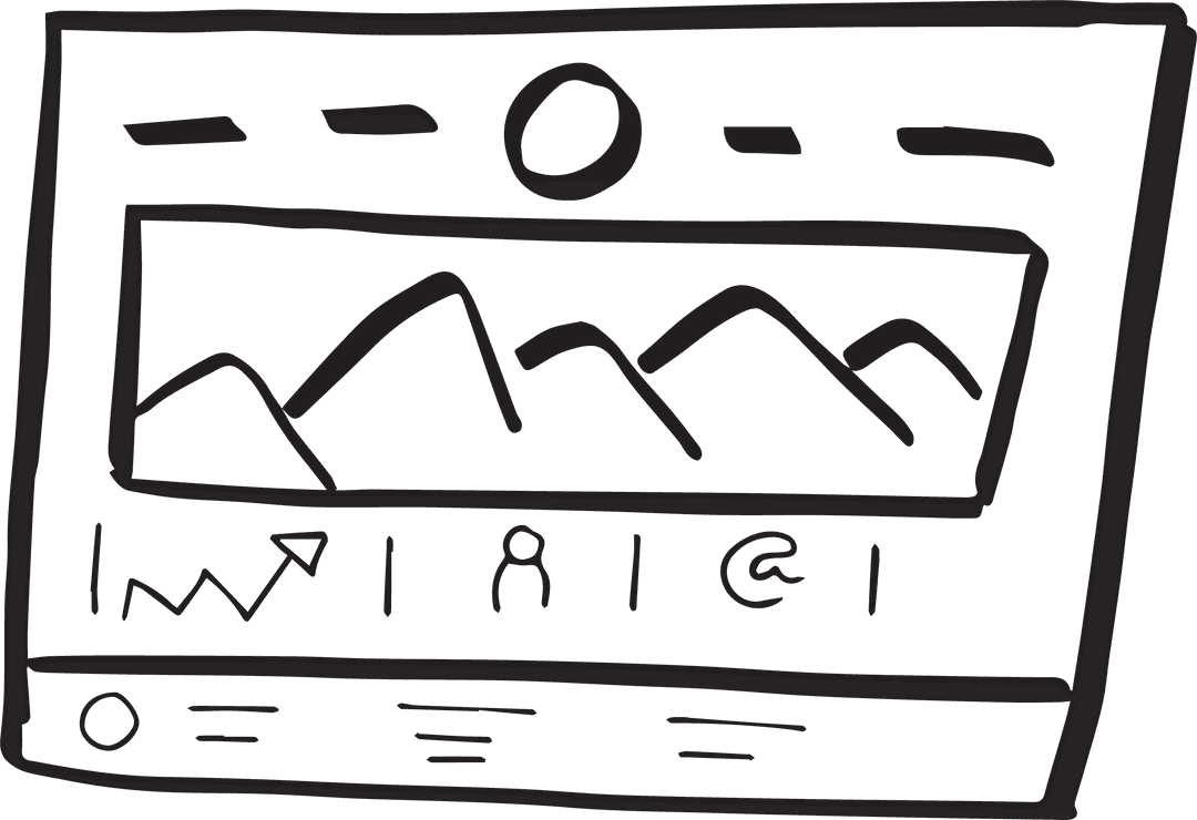 Digital Media Icons with Landscape on Transparent Background