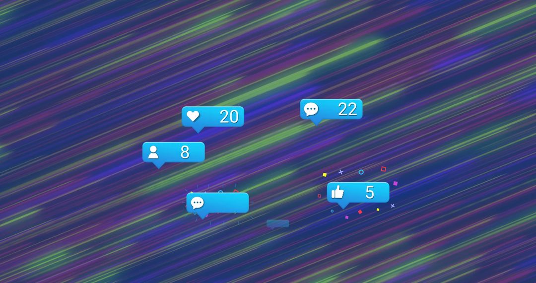 Social Media Notifications in a Vivid Neon Interface