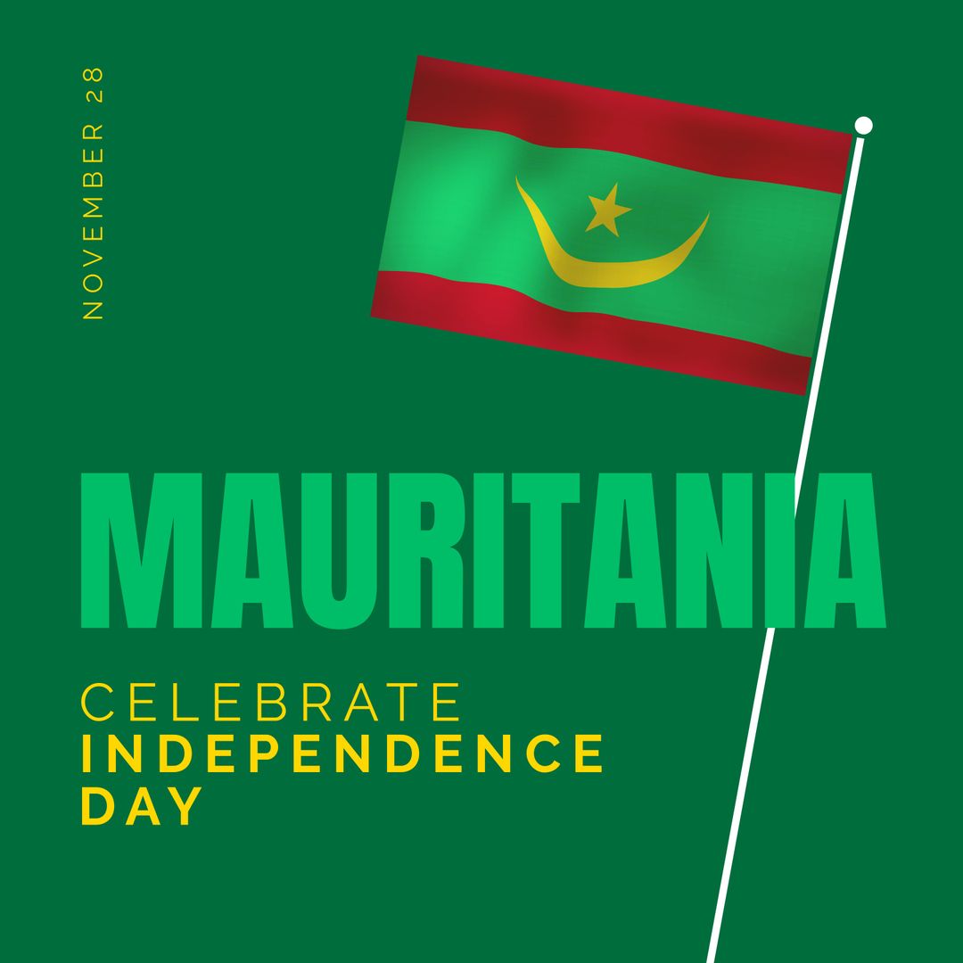 Mauritania Independence Day Celebration Poster with Flag
