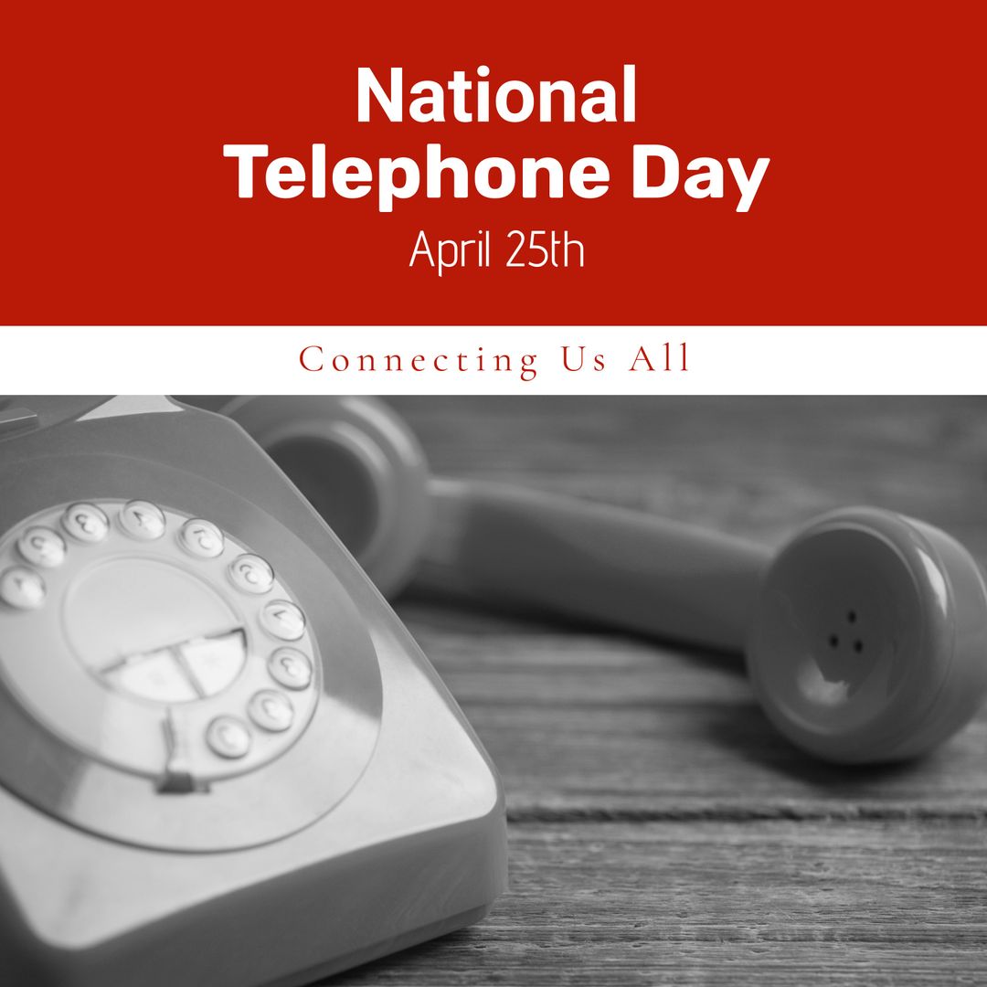 National Telephone Day Celebration Featuring Classic Retro Telephone - Download Free Stock Templates Pikwizard.com