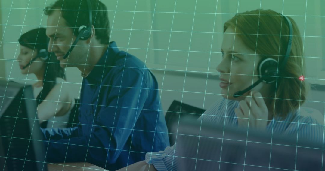 Call Center Agents Collaborating in Modern Office Environment